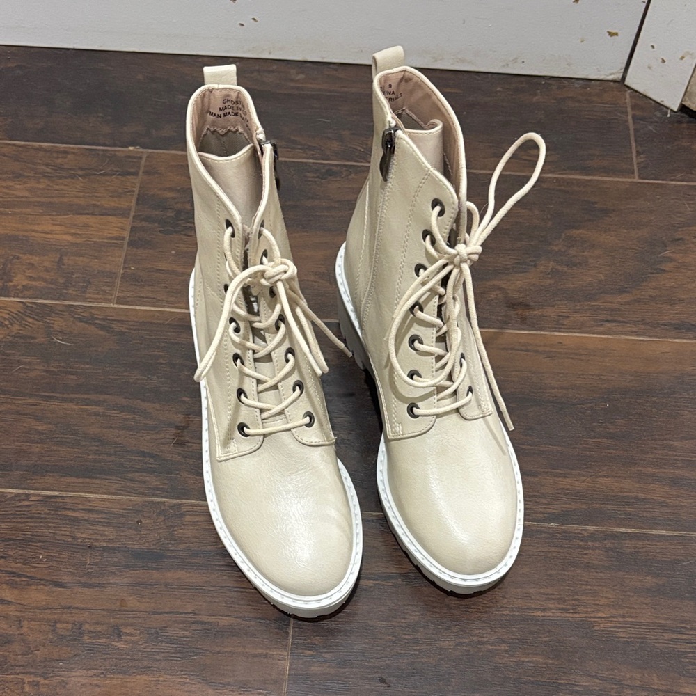 Corkys Cream Lace-Up Boots